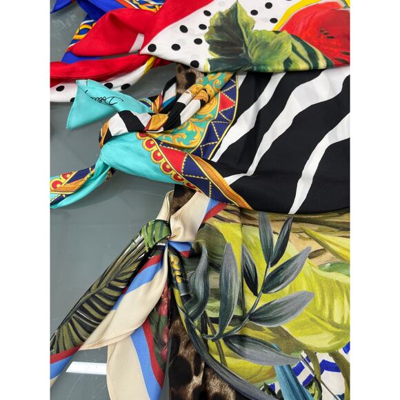 NWT DOLCE & GABBANA Runway Knotted Print Silk Twill scarf dress Multicolor 42 M - Picture 9 of 13